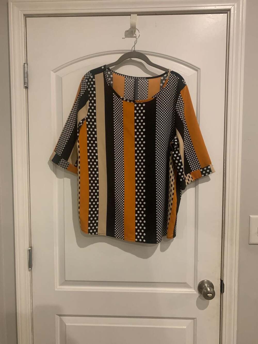 SHEIN CURVE Polka Dot and Stripe Print Blouse